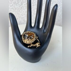 Vintage 60s pendant Jelly Belly lion theme gold tone amber lucite P&M Paris